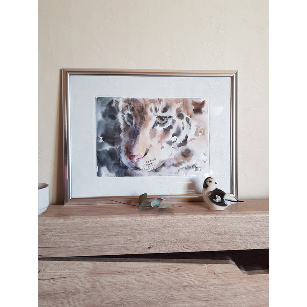 1 Watercolor artwork painting Little tiger 10.8- 7.5 in (27.5 - 19.3  cm)..jpg