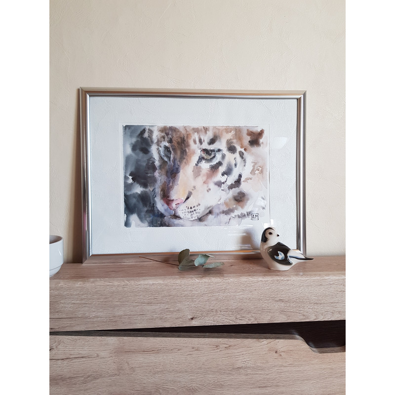 1 Watercolor artwork painting Little tiger 10.8- 7.5 in (27.5 - 19.3 cm)..jpg