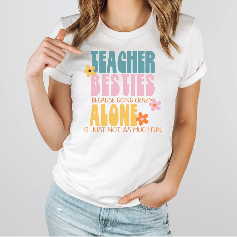 Teacher Bestie Shirt, Funny Teacher Shirts, Teacher Coworker Shirt, Teaching Partner Gift, Preschool Teacher Shirt, Teacher Clothes - 2.jpg