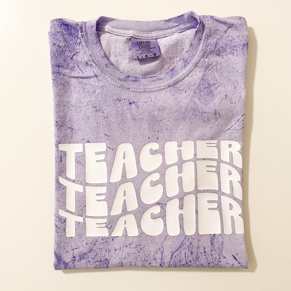 Teacher Tee, Adult Unisex Comfort Colors Color Blast T-Shirt, Amethyst, Short Sleeve, Tie Dye, Trendy Top, Boho, Retro, Groovy, Teacher Gift - 1.jpg