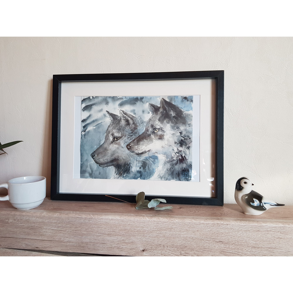 1 Watercolor artwork painting The look of the wolf 10.5- 7.7 in (26.7 - 19.8 cm)..jpg