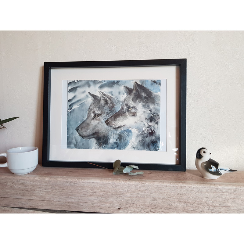 1 Watercolor artwork painting The look of the wolf 10.5- 7.7 in (26.7 - 19.8 cm)..jpg