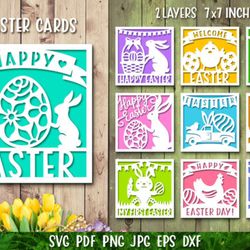 happy easter card bundle svg,bunny card
