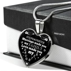 stepdaughter charm necklace chain love made you my daughter heart necklace gift birthday presents heart steel necklace