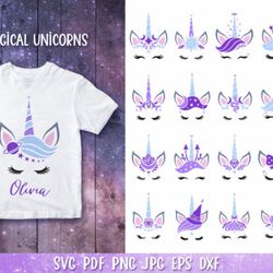 magical unicorn face bundle svg