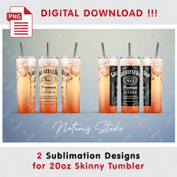 2 Inspired Whiskey Labels. Best Dad. Father's day - Seamless Sublimation Patterns - 20oz SKINNY TUMBLER - Full Wrap