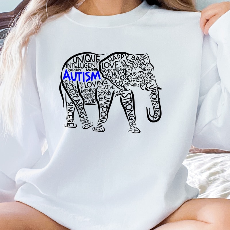 Autism Elephant Sweatshirt, Autism Support Shirt, Autism Awareness Tee, Autism T-shirt, Inclusion Sweatshirt, Autism Mom Shirt, Autism Dad - 1.jpg