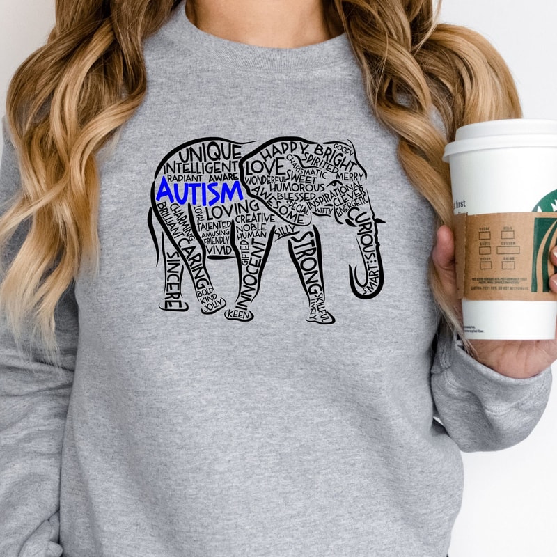 Autism Elephant Sweatshirt, Autism Support Shirt, Autism Awareness Tee, Autism T-shirt, Inclusion Sweatshirt, Autism Mom Shirt, Autism Dad - 2.jpg