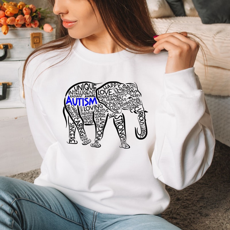 Autism Elephant Sweatshirt, Autism Support Shirt, Autism Awareness Tee, Autism T-shirt, Inclusion Sweatshirt, Autism Mom Shirt, Autism Dad - 5.jpg