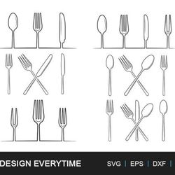 cutlery outline bundle svg