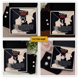 customized necklace earrings to my wife necklace earrings couple art necklace and earring with card