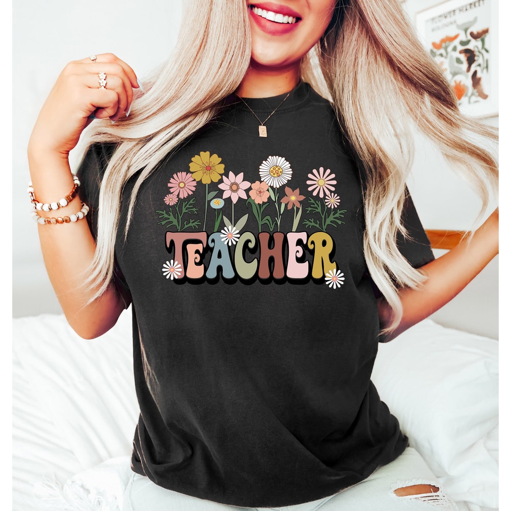 Floral Teacher Shirt, Teacher Appreciation Tee, Teacher Team Shirts, Personalized School, Teacher Gift, Customized Name Teacher Shirt - 1.jpg