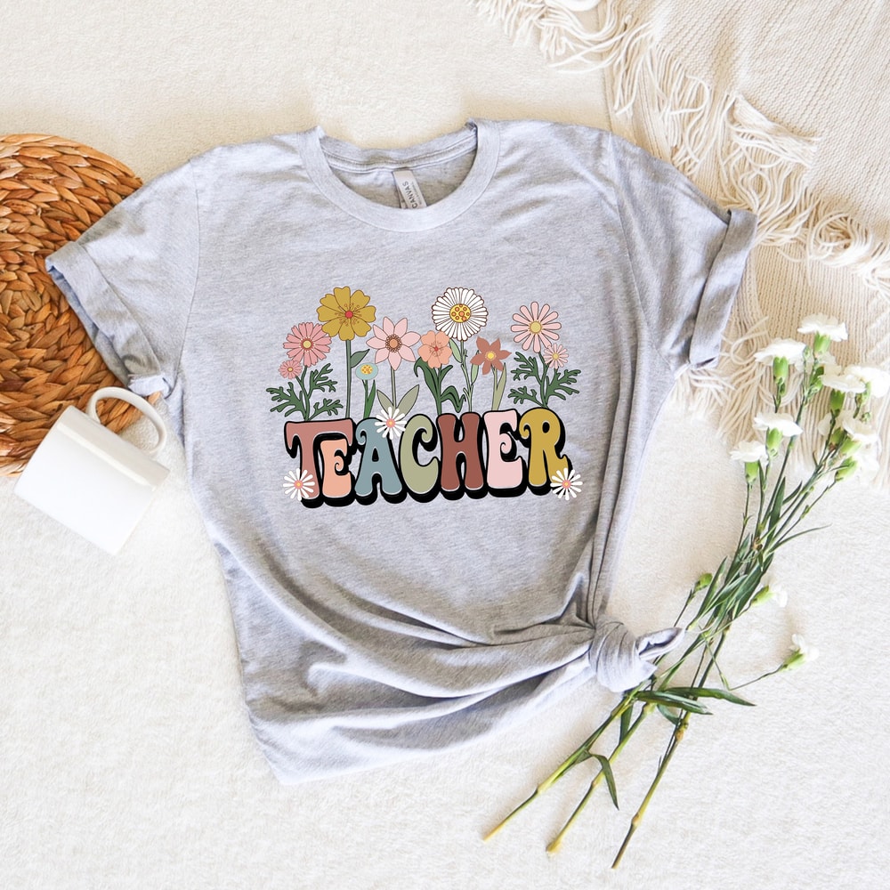 Floral Teacher Shirt, Teacher Appreciation Tee, Teacher Team Shirts, Personalized School, Teacher Gift, Customized Name Teacher Shirt - 4.jpg