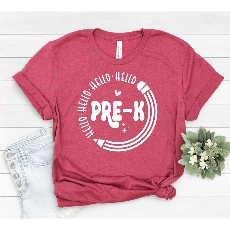 Hello Pre K Shirt, Pre K Teacher Shirt, Teacher Gift, Gift for Teachers, Teacher Shirt, Pre K Grade Teacher,Back to School Shirt, 445 - 3.jpg