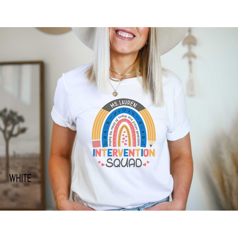 Personalized Intervention Squad Rainbow Shirt, Custom Early Intervention Team Tshirt With Name, Interventionist Tee, Intervention Teacher - 1.jpg
