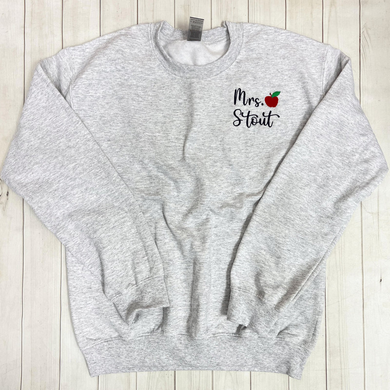 Personalized Teacher Crewneck Sweatshirt Teacher Name and Apple Zip Popover Gift for Teacher End of Year Teacher Gift New Teacher - 4.jpg