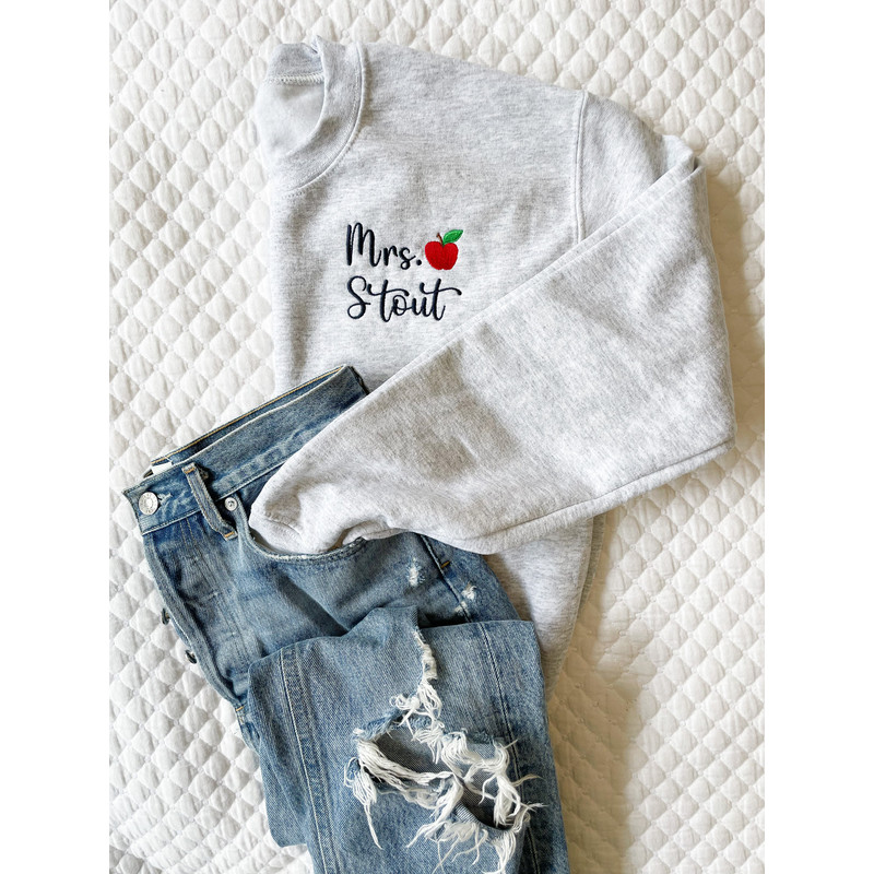 Personalized Teacher Crewneck Sweatshirt Teacher Name and Apple Zip Popover Gift for Teacher End of Year Teacher Gift New Teacher - 5.jpg