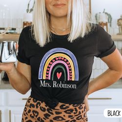 personalized teacher name t-shirt,custom elementary teacher shirt, rainbow teacher t-shirt, teacher gift,graduation gift