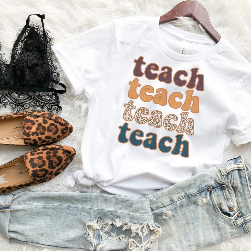 Retro Leopard Teach Shirt, Retro Teach Shirt, Retro Teach T Shirt, Teacher Raglan, Retro Teacher Shirt, Teacher Leopard Shirts - 1.jpg