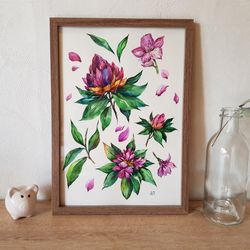 Watercolor artwork painting flower arrangement
