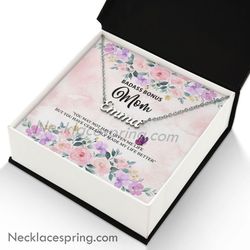 custom name stepmom necklace, to my badass bonus mom "life-so" necklace gift