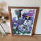 5 Watercolor artworkl painting in a frame - Flowers of violets 8.2 - 11.6 in ( 21-29,7cm )..jpg