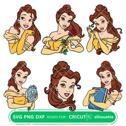 Belle SVG Bundle, Beauty and the Beast Svg, Princess Svg, Disney Svg, Cricut, Silhouette Vector Cut Files