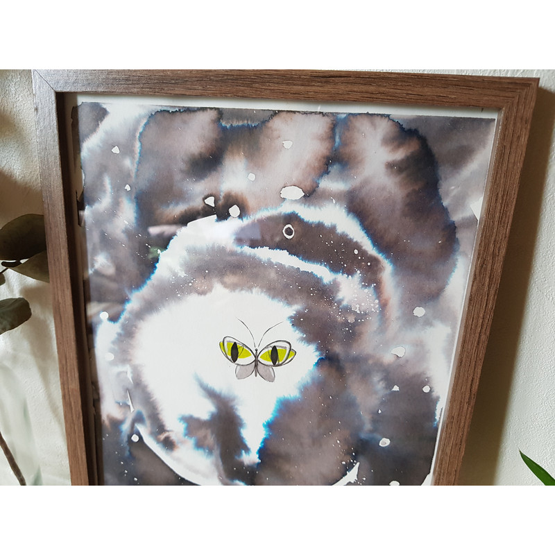 2 Watercolor workl painting in a frame -abstract butterfly  8.2 - 11.6 in ( 21-29,7cm )..jpg