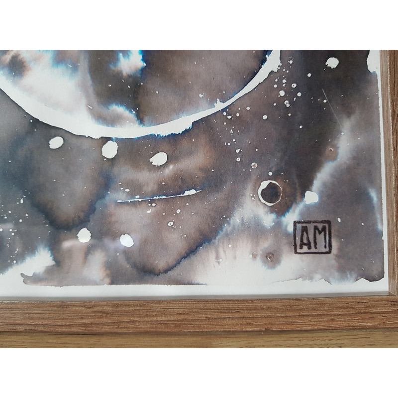 3 Watercolor workl painting in a frame -abstract butterfly  8.2 - 11.6 in ( 21-29,7cm )..jpg