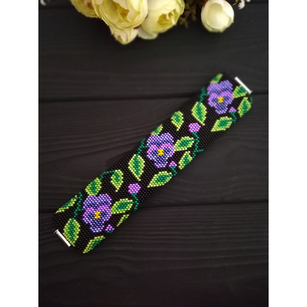 Glass Seed Bead Crochet Bracelet