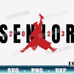 Jump Air Senior Graduate svg files Cricut Silhouette Man with Graduation Cap PNG Sublimation Class 2023