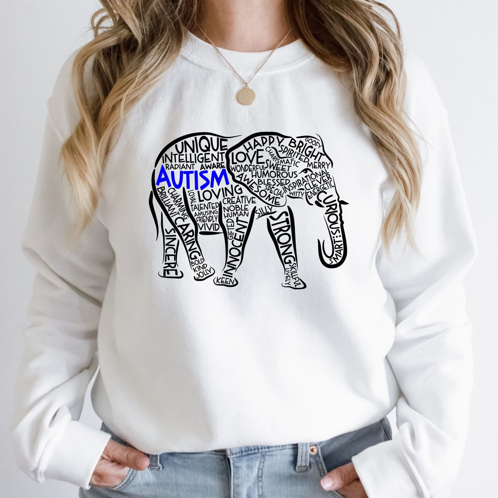 Autism Elephant Sweatshirt, Autism Support Shirt, Autism Awareness Tee, Autism T-shirt, Inclusion Sweatshirt, Autism Mom Shirt, Autism Dad - 3.jpg