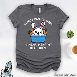 rabbit shirt, rabbits make me happy pet rabbit shirt, bunny t-shirt, bunny art, bunny print, bunny rabbit shirt, rabbit