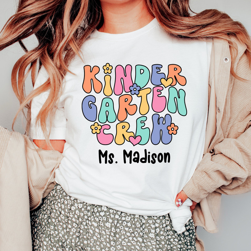 Kindergarten Teacher Shirt, Custom Kindergarten Shirt For Teacher T Shirt, Cute Kindergarten Crew T-Shirt for Teacher Gift Retro Teacher Tee - 2.jpg