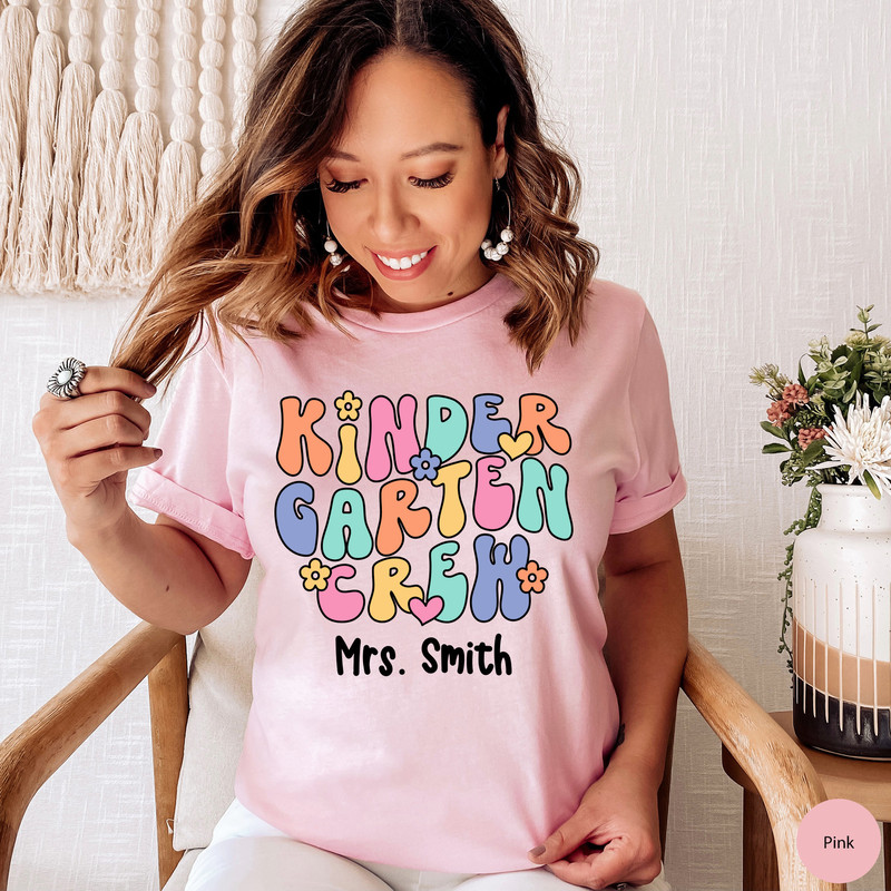 Kindergarten Teacher Shirt, Custom Kindergarten Shirt For Teacher T Shirt, Cute Kindergarten Crew T-Shirt for Teacher Gift Retro Teacher Tee - 6.jpg