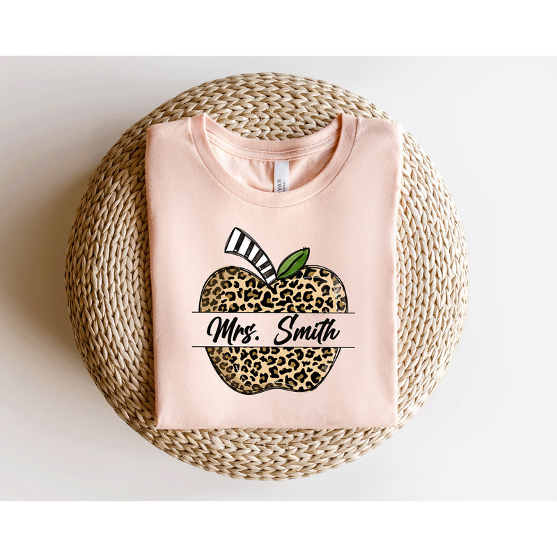 Leopard Apple Mrs Shirt, Personalized Teacher Shirt, Leopard Teacher Shirt, Teacher Life,Customized Name Teacher Shirt,Custom Teacher Shirts - 4.jpg