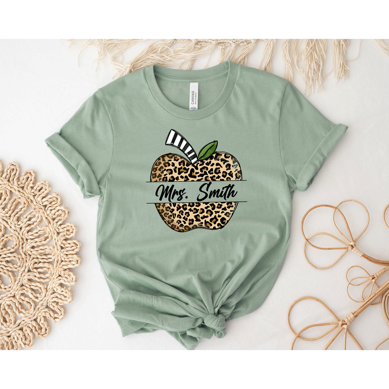 Leopard Apple Mrs Shirt, Personalized Teacher Shirt, Leopard Teacher Shirt, Teacher Life,Customized Name Teacher Shirt,Custom Teacher Shirts - 6.jpg