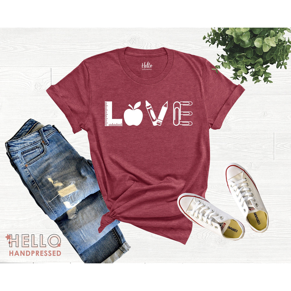 Love Teacher Shirt, Teacher T-shirt, Teacher Tees, Cute Teacher Shirts, Teacher Appreciation Gift, Gift for Teacher, Unisex or Women's - 1.jpg