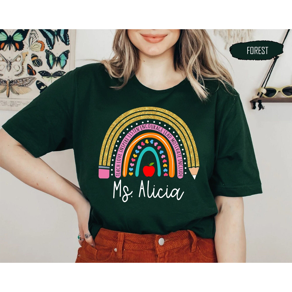 Personalized Rainbow Teacher Shirt, Teacher Appreciation Gifts, Inspirational Shirt, Teach Love Inspire, Back To School, Teacher Team Shirt - 2.jpg