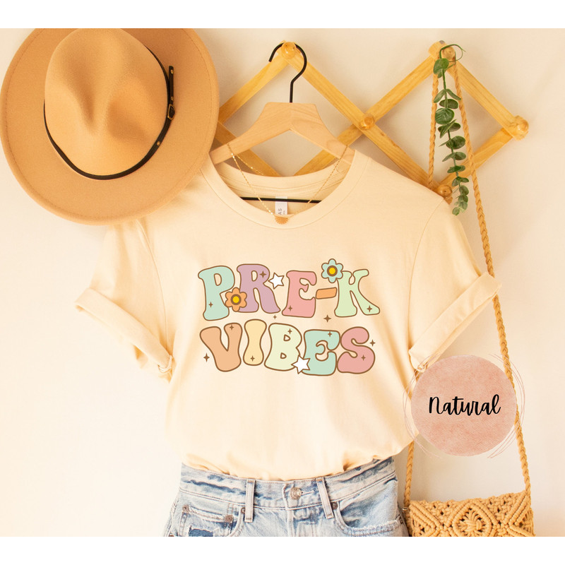 Pre-K Teacher Shirts, Pre Kindergarten Vibes teacher tee, Elementary back to school Retro Vintage PreK teach gift grade level cute vibes - 2.jpg