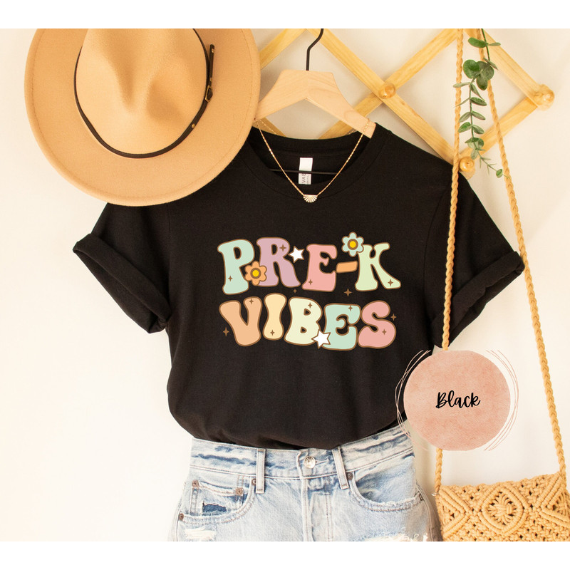 Pre-K Teacher Shirts, Pre Kindergarten Vibes teacher tee, Elementary back to school Retro Vintage PreK teach gift grade level cute vibes - 3.jpg