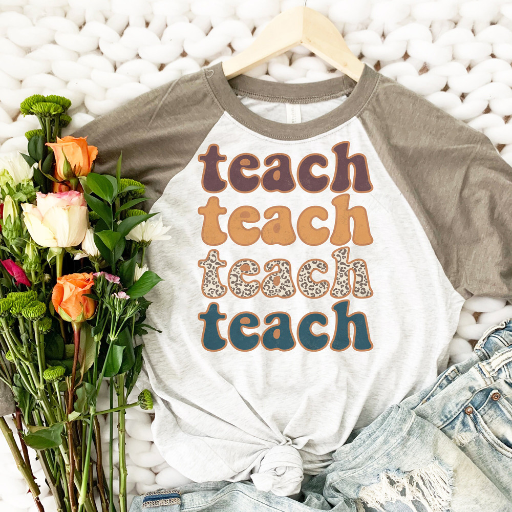Retro Leopard Teach Shirt, Retro Teach Shirt, Retro Teach T Shirt, Teacher Raglan, Retro Teacher Shirt, Teacher Leopard Shirts - 2.jpg