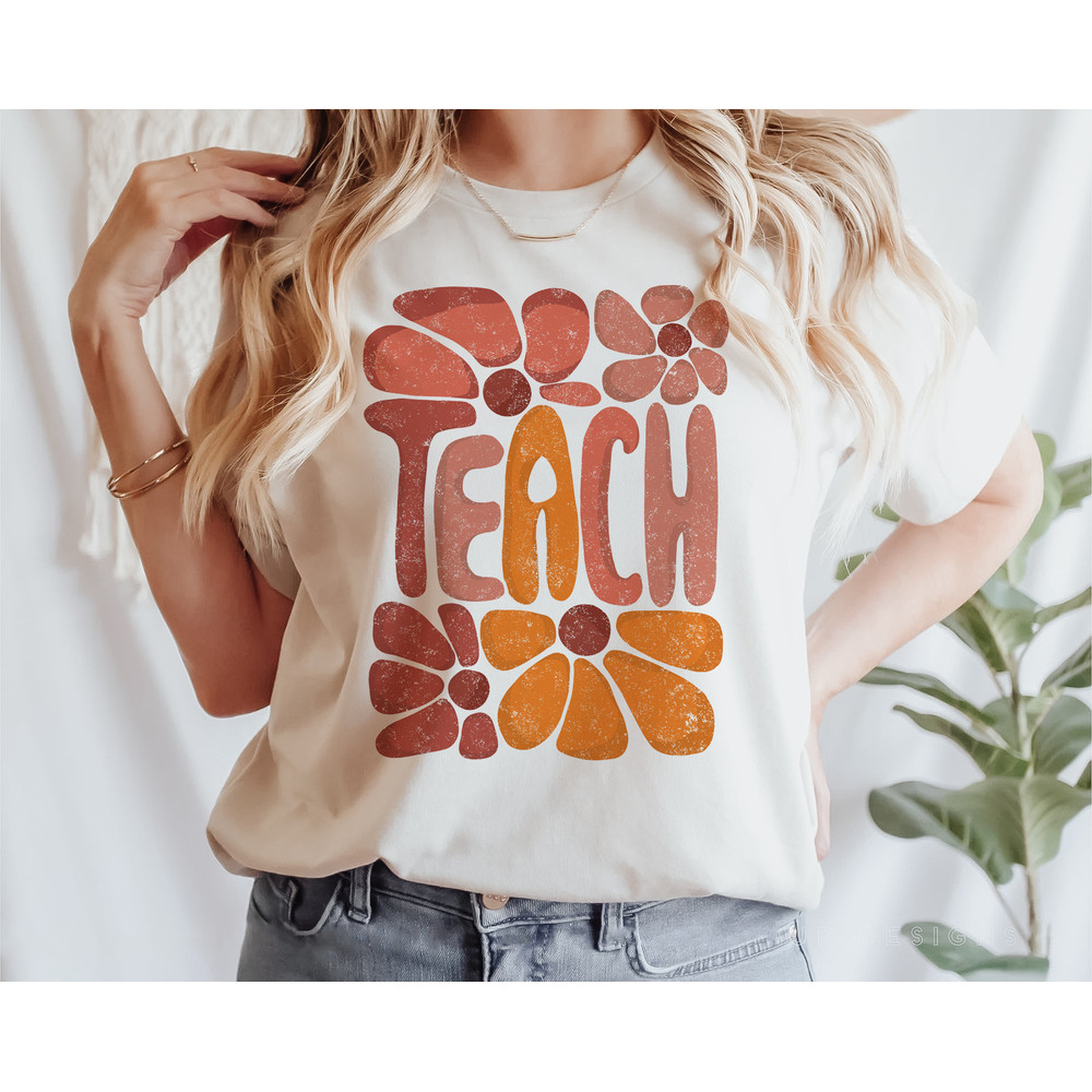 Teach sweatshirt, Retro daisyTeach pullover, Retro Teach T Shirt, Teacher sweater, Retro Teacher Shirt, Teacher vintage Shirts - 2.jpg