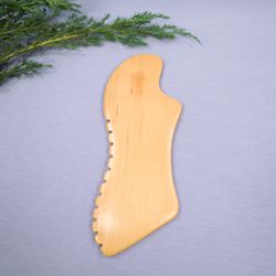 gua sha massage wooden tool, small scraper with teeth, wooden massage for neck, body, hands and fingers
