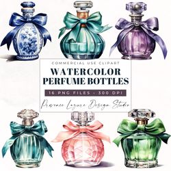 Vintage Perfume Bottles Watercolor Clipart Sublimation, Scrapbook Junk Journal Paper Crafts Scrapbooking, Commercial Use