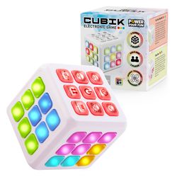power your fun cubik led flashing cube memory game - white