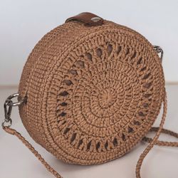 Crochet Pattern Round Bag handmade for women instruction tutorial PDF