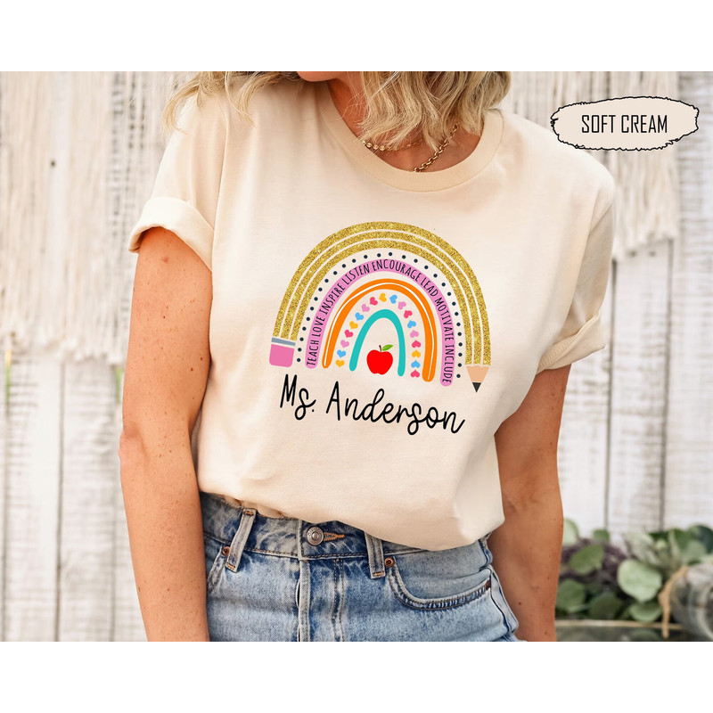 Personalized Rainbow Teacher Shirt, Teacher Appreciation Gifts, Inspirational Shirt, Teach Love Inspire, Back To School, Teacher Team Shirt - 3.jpg