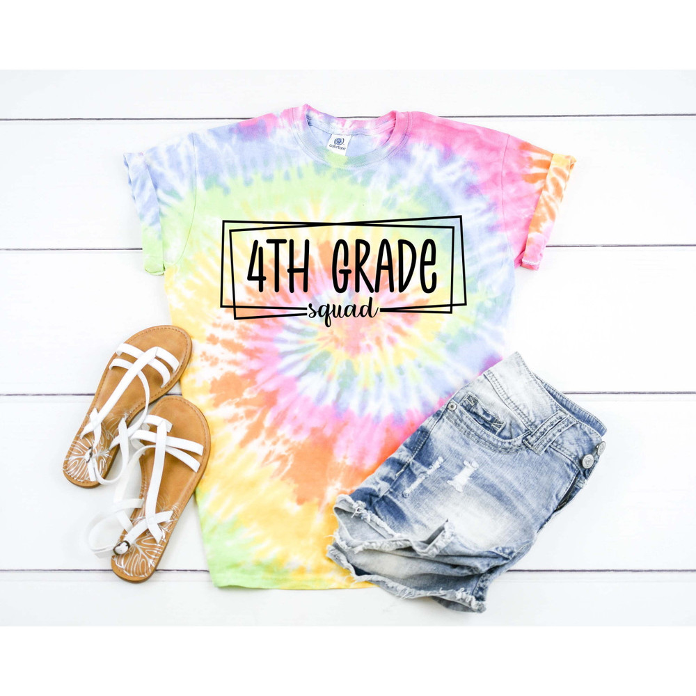 4th Grade Squad Box, Fourth Grade Team, Back To School Teacher Shirt Tie Dye Graphic Tee T-Shirt - 1.jpg