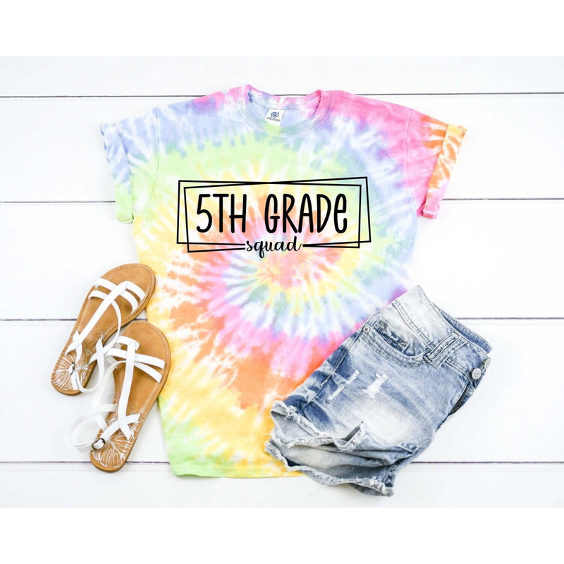 5th Grade Squad Box, Fifth Grade Team, Back To School Teacher Shirt Tie Dye Graphic Tee T-Shirt - 1.jpg
